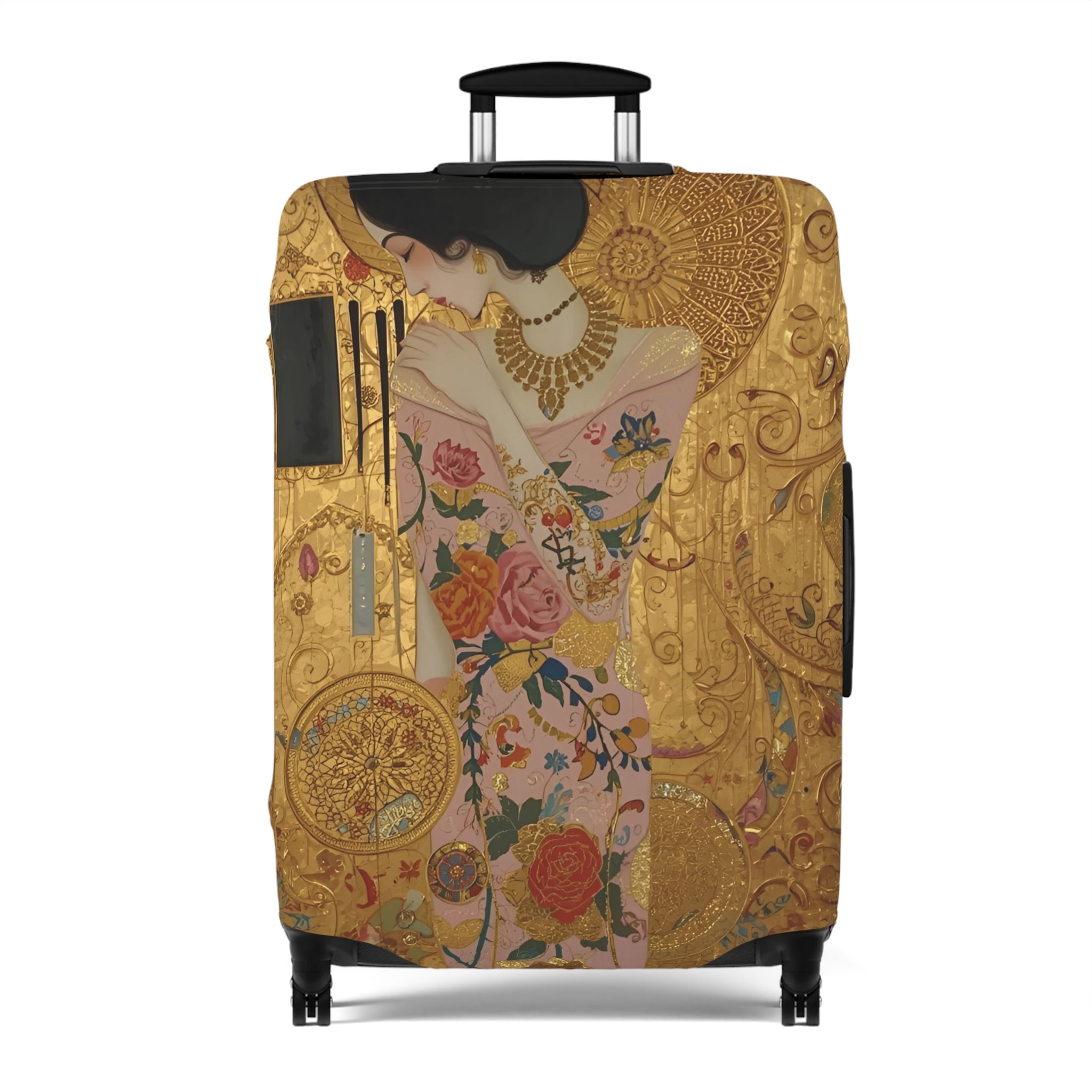 Elegant Klimt-Style Luggage Cover, Travel Accessory, Suitcase Protector, Unique Gift for Travelers, Floral Design - Rosetta Creative Boutique
